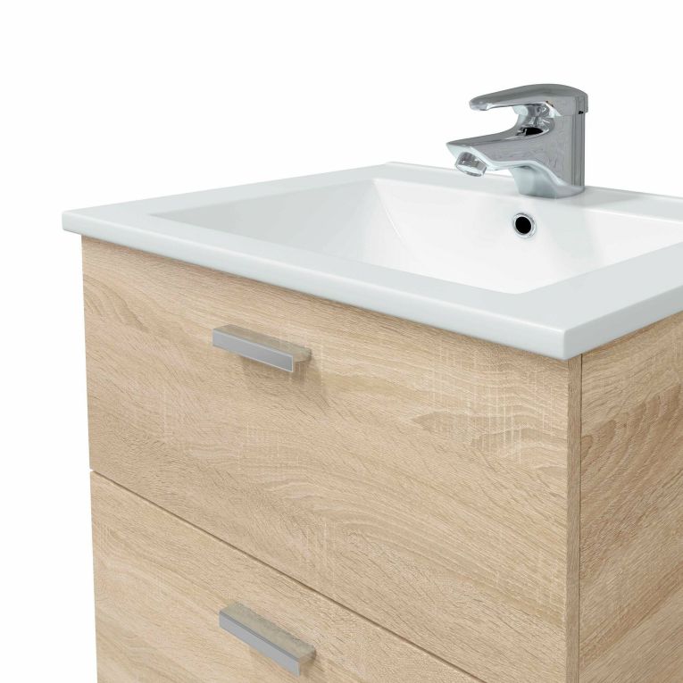 Mobile sottolavabo 2 cassetti 60x45x50h cm rovere - Doksuri