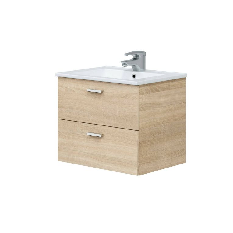 Mobile sottolavabo 2 cassetti 60x45x50h cm rovere - Doksuri