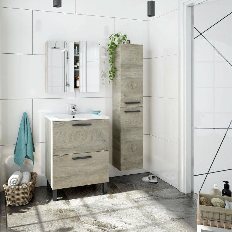 Mobile sottolavabo 2 cassetti 60x80x45h cm rovere - Aruna