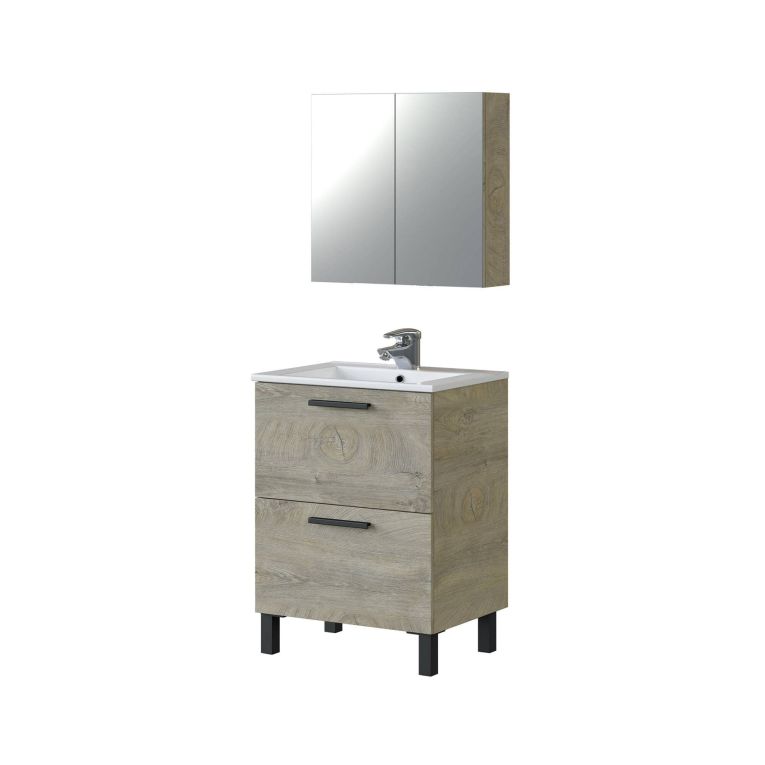 Mobile sottolavabo 2 cassetti 60x80x45h cm rovere - Aruna
