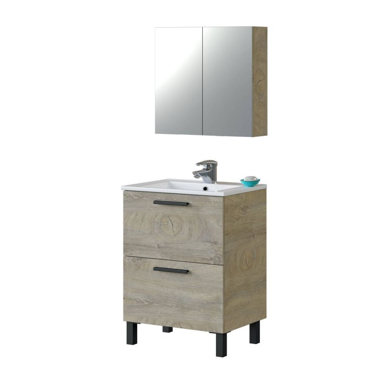 Mobile sottolavabo 2 cassetti 60x80x45h cm rovere - Aruna