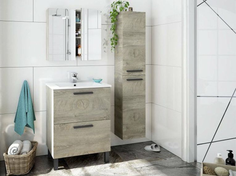 Mobile sottolavabo 2 cassetti 60x80x45h cm rovere - Aruna