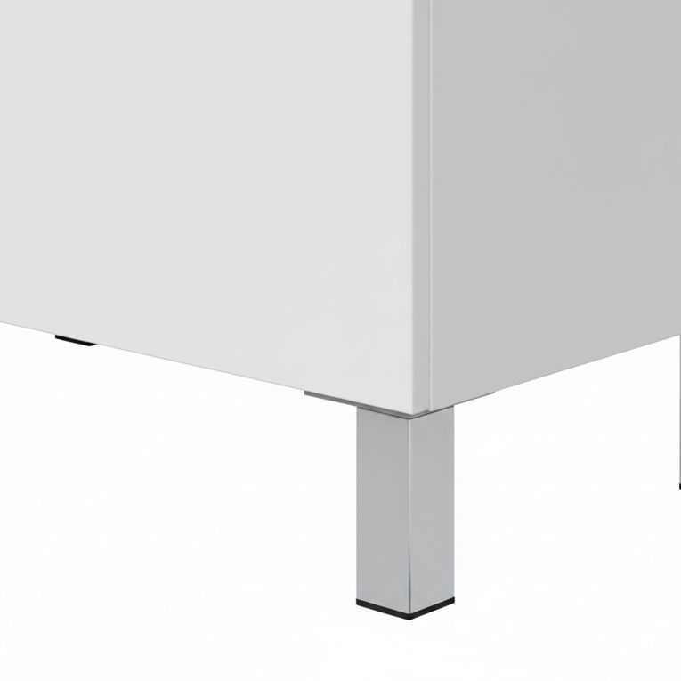Mobile Sottolavabo Bianco Lucido 2 Ante Apertura Battente 60x45x80h cm, Piedini Alluminio - Polino