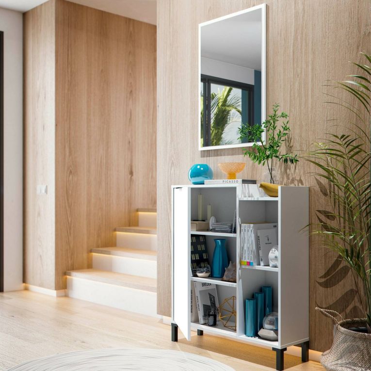 Mobile sottolavabo con specchio 77x24x91h cm bianco - Argusto