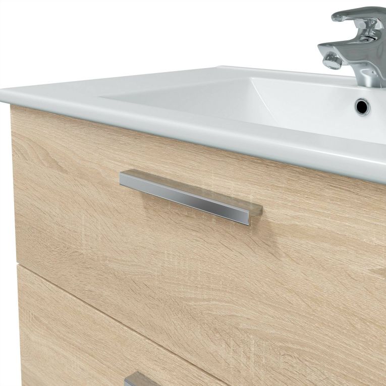 Mobile sottolavabo Dartford, Mobiletto da bagno, Contenitore porta lavabo, Armadio per lavandino, 80x45 h50 cm, Rovere