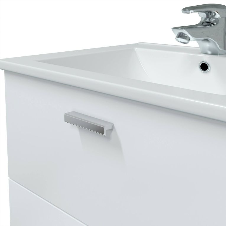 Mobile sottolavabo Maltby, Mobiletto da bagno, Contenitore porta lavabo, Armadio per lavandino, 60x45 h50 cm, Bianco lucido