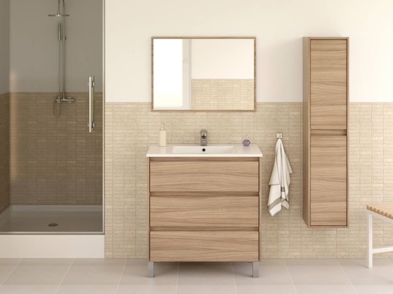 Mobile Sottolavabo Marrone Colore Ante Marrone 30x25.5x140h cm, - Aladin