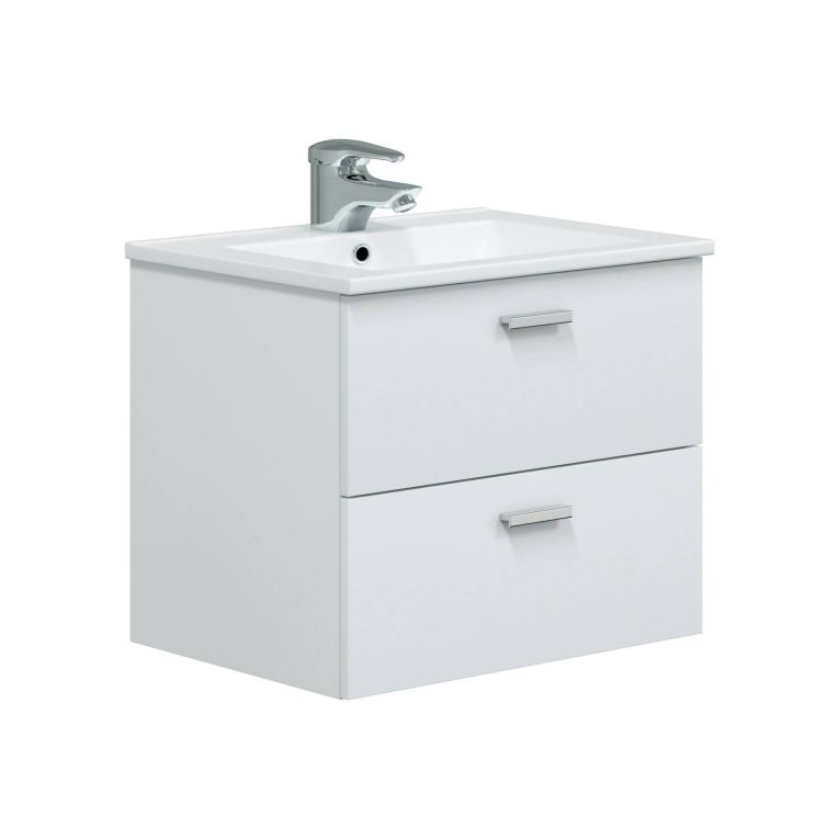 Mobile sottolavabo moderno 2 cassetti 60x45x50h cm bianco lucido - Doksuri