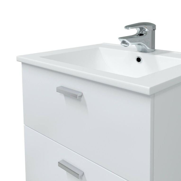 Mobile sottolavabo moderno 2 cassetti 60x45x50h cm bianco lucido - Doksuri