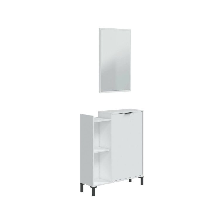 Mobile sottolavabo Venner, Mobiletto da bagno, Contenitore porta lavabo, Armadio per lavandino, 77x24 h91 cm, Bianco