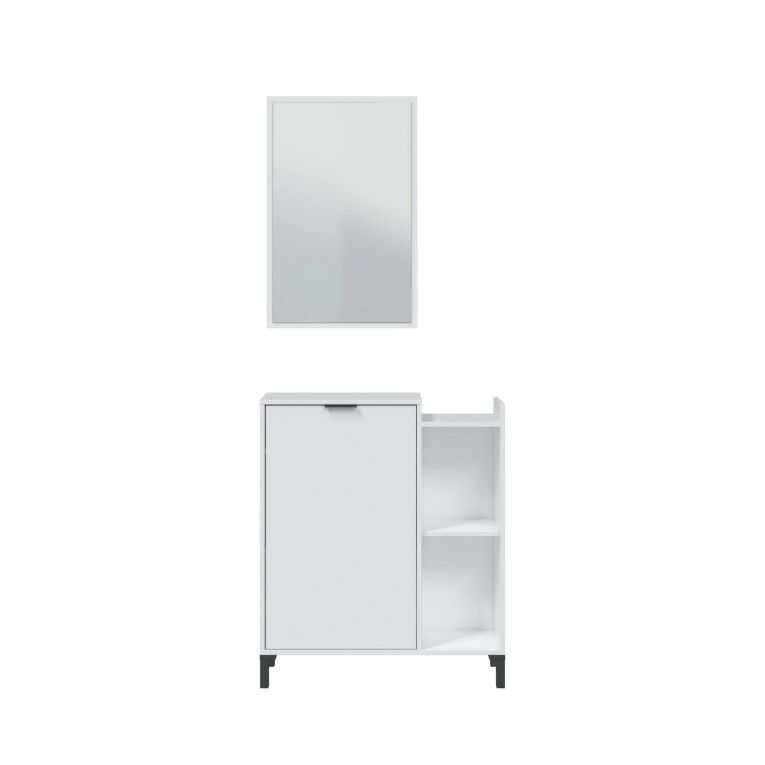 Mobile sottolavabo Venner, Mobiletto da bagno, Contenitore porta lavabo, Armadio per lavandino, 77x24 h91 cm, Bianco