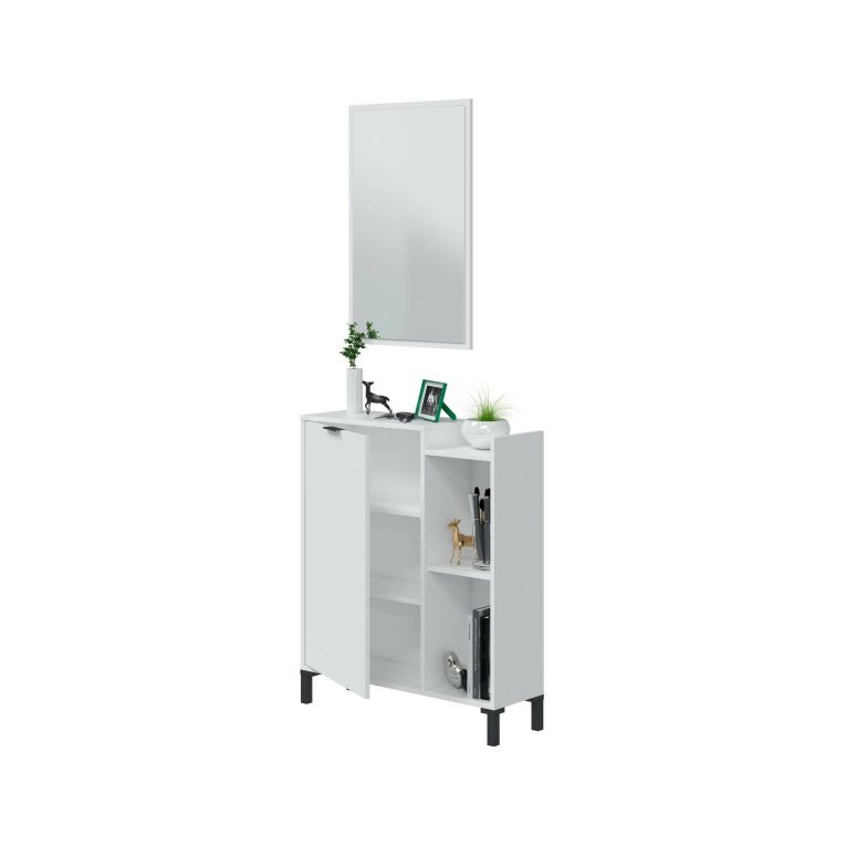 Mobile sottolavabo Venner, Mobiletto da bagno, Contenitore porta lavabo, Armadio per lavandino, 77x24 h91 cm, Bianco
