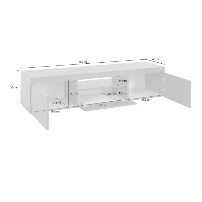 Mobile TV antracite 160x40x35h cm 3 ante - Edoarda