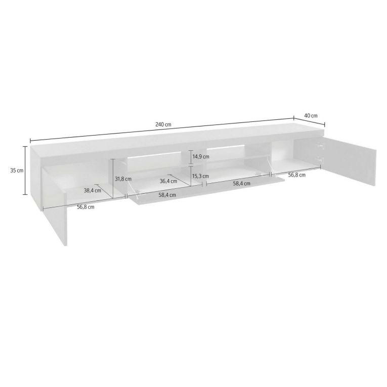 Mobile TV antracite 240x40x35h cm 3 ante - Animali