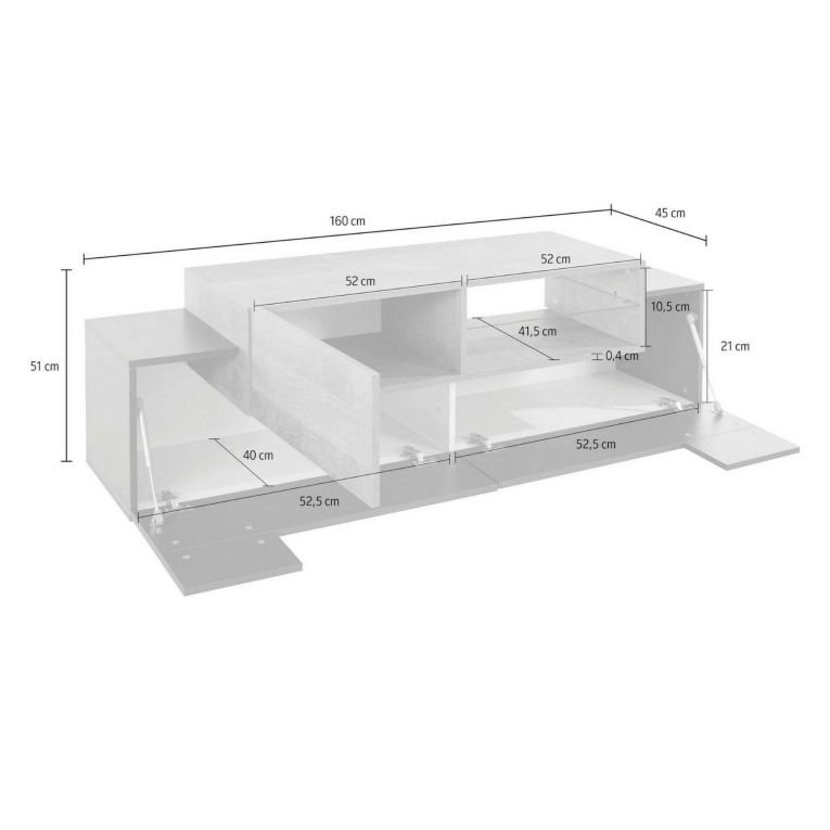 Mobile TV antracite e acero 160x45x51h cm 3 ante - Andris