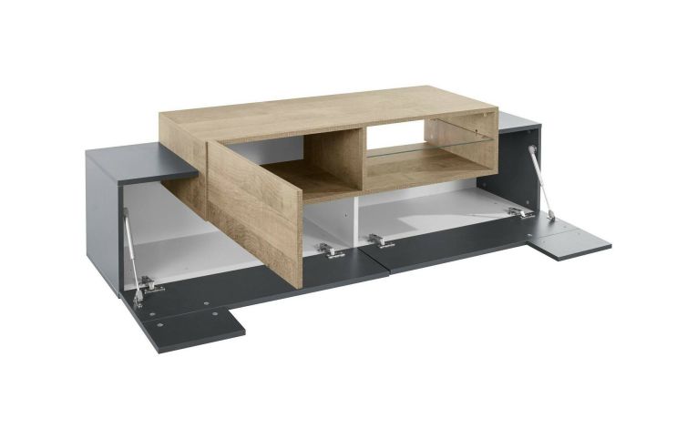 Mobile TV antracite e acero 160x45x51h cm 3 ante - Andris
