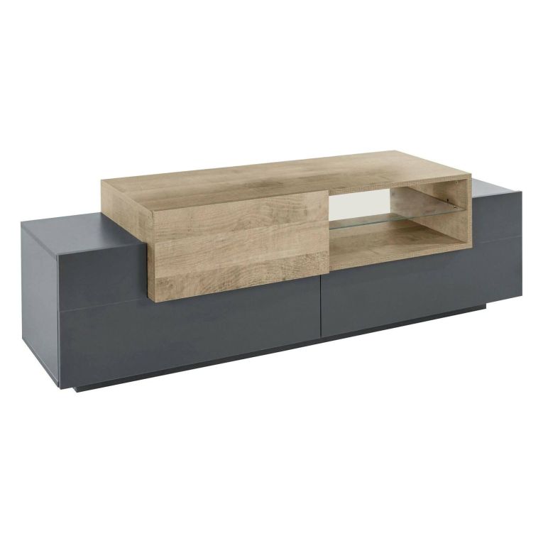 Mobile TV antracite e acero 160x45x51h cm 3 ante - Andris