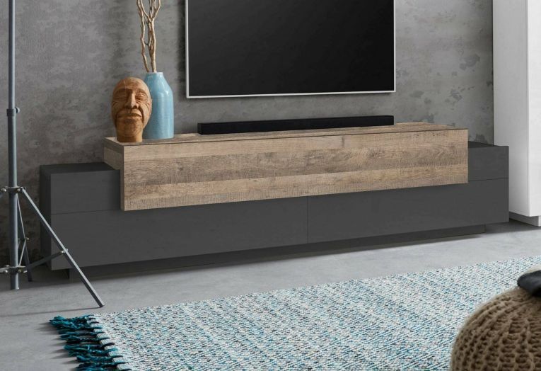 Mobile TV antracite e acero 200x45x52h cm 3 ante - Arold