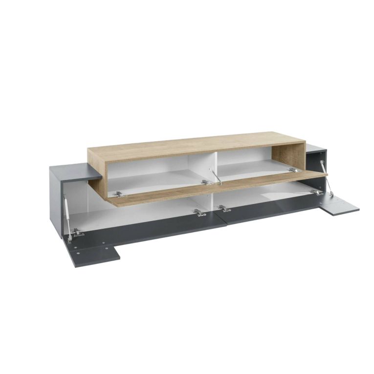 Mobile TV antracite e acero 200x45x52h cm 3 ante - Arold