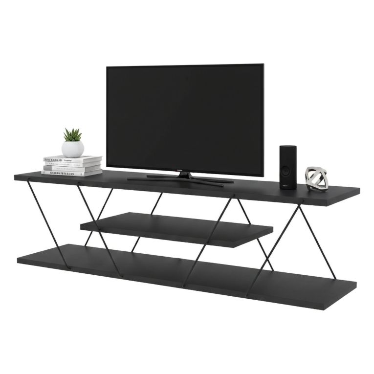 Mobile TV antracite e grigio 120x30x33h cm in legno - Desdemona