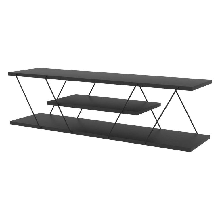 Mobile TV antracite e grigio 120x30x33h cm in legno - Desdemona