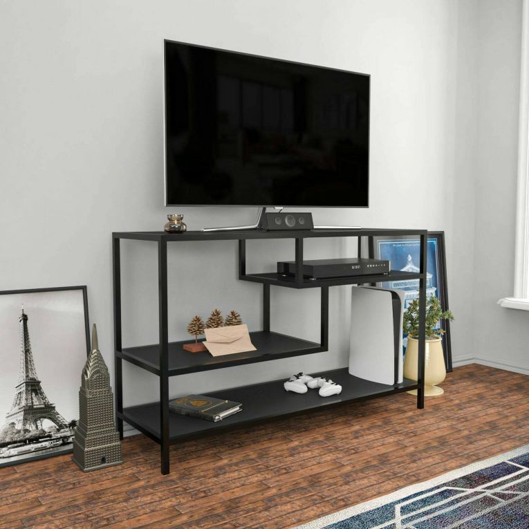 Mobile TV antracite e nero 120x39x75h cm in legno - Ivette