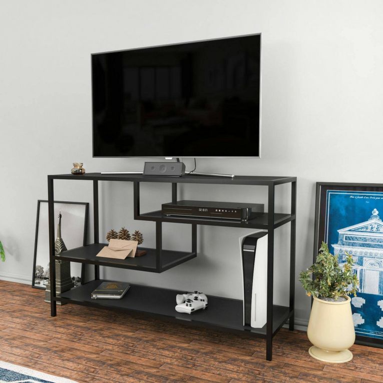 Mobile TV antracite e nero 120x39x75h cm in legno - Ivette