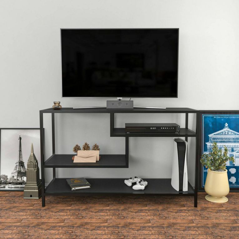 Mobile TV antracite e nero 120x39x75h cm in legno - Ivette