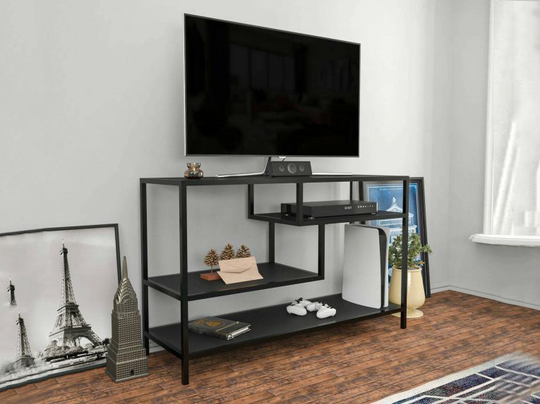 Mobile TV antracite e nero 120x39x75h cm in legno - Ivette