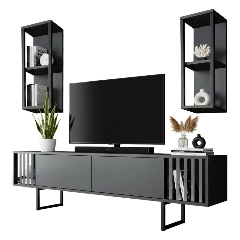 Mobile TV antracite e nero 180x30x48h cm modulabile - Iva