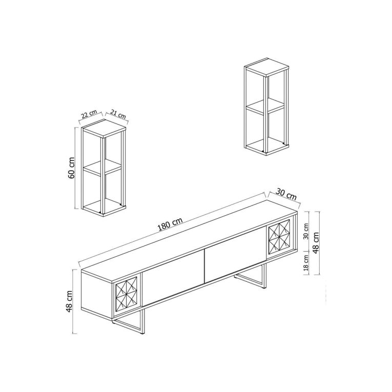 Mobile TV antracite e nero 180x30x48h cm modulabile - Iva
