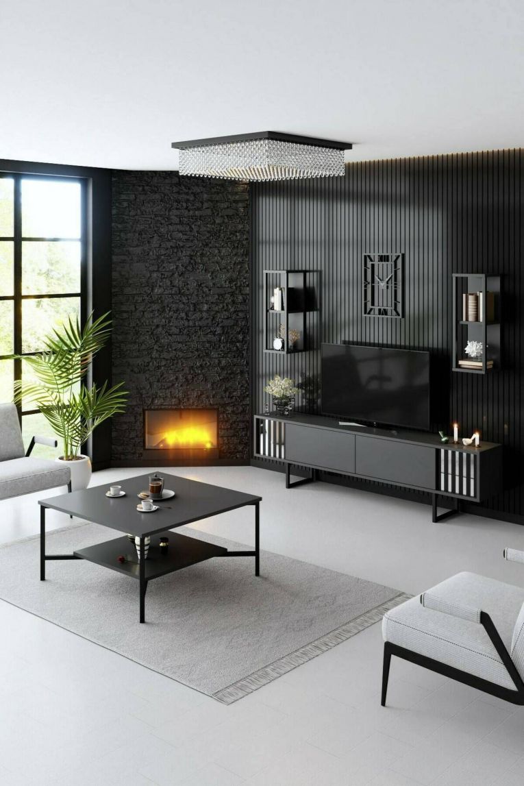 Mobile TV antracite e nero 180x30x48h cm modulabile - Iva