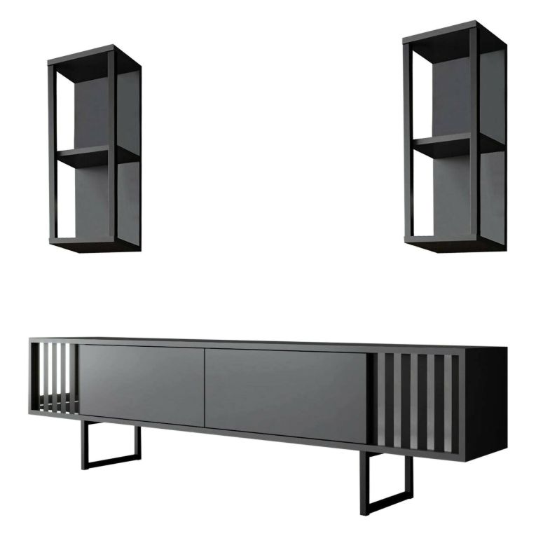 Mobile TV antracite e nero 180x30x48h cm modulabile - Iva