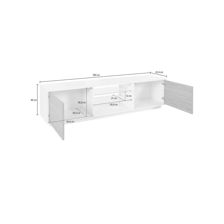 Mobile TV antracite lucido 180x41x46h cm 2 ante - Lola