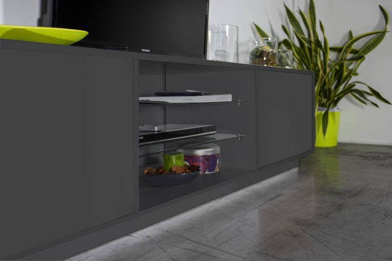Mobile TV antracite lucido 180x41x46h cm 2 ante - Lola