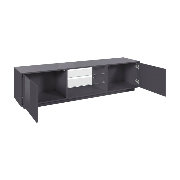 Mobile TV antracite lucido 180x41x46h cm 2 ante - Lola