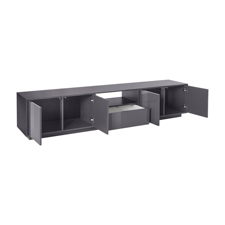 Mobile TV antracite lucido 220x41x46h cm 4 ante e 1 cassetto - Ajuly
