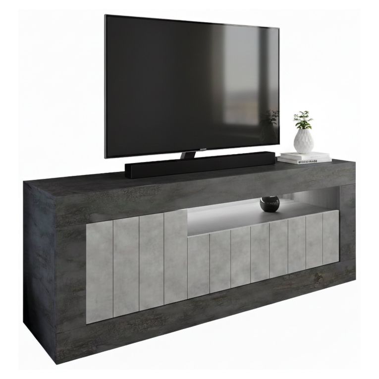 Mobile TV ardesia e cemento 138x42x56h cm 3 ante - Iole