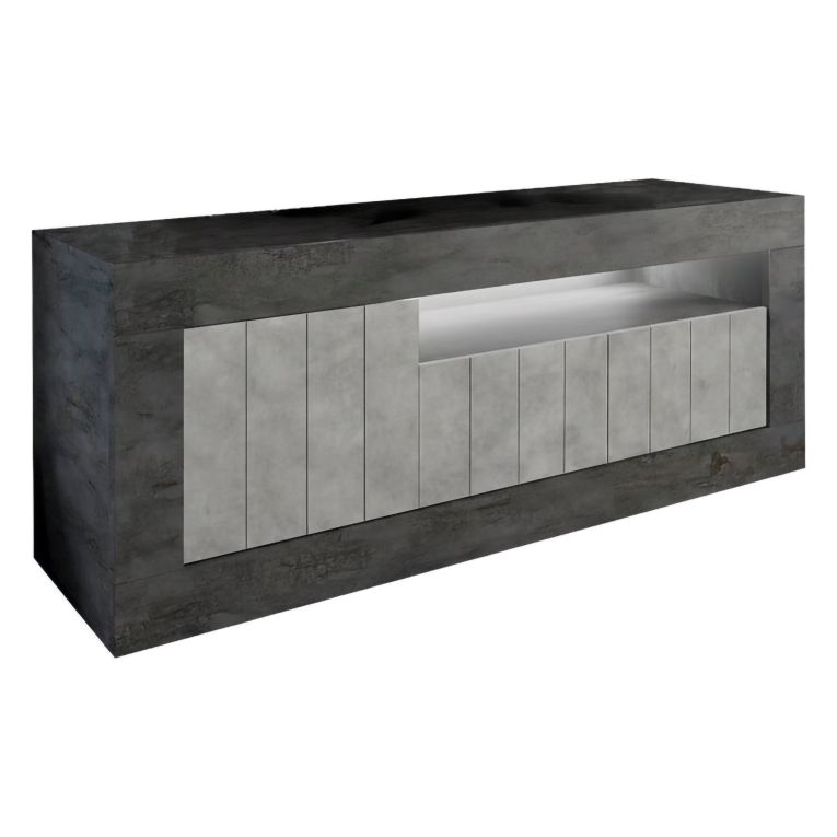 Mobile TV ardesia e cemento 138x42x56h cm 3 ante - Iole