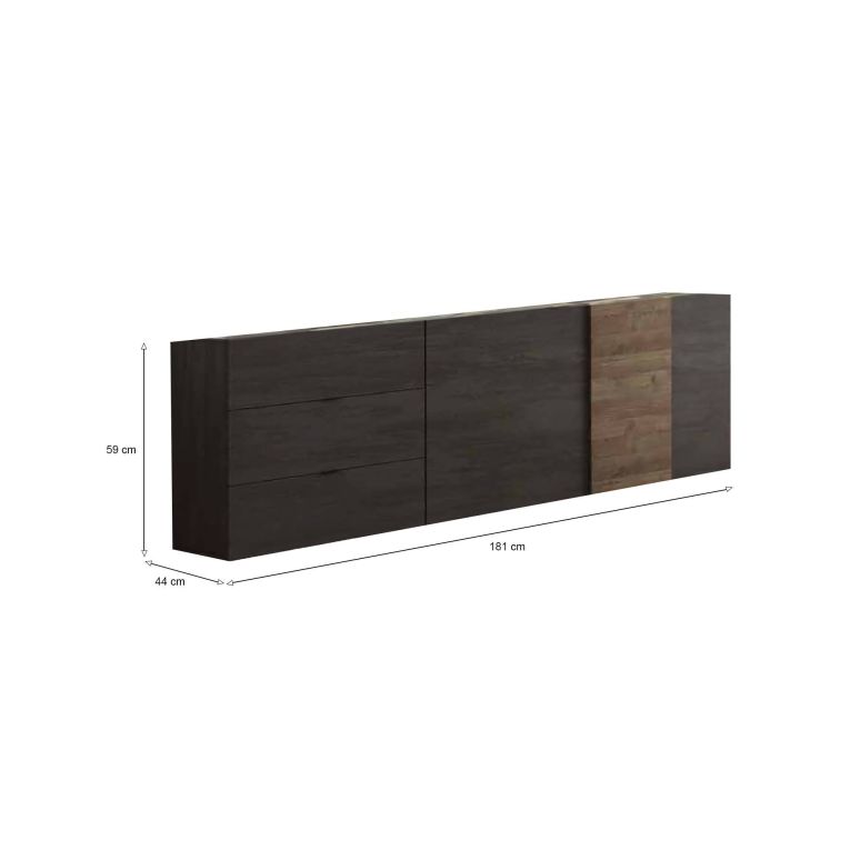 Mobile TV ardesia e noce 181x44x59h cm 3 ante - Sidr