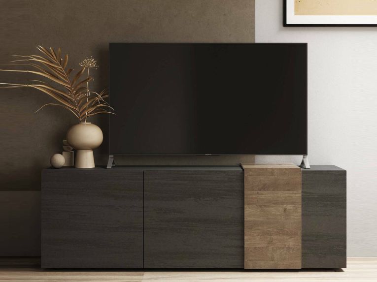 Mobile TV ardesia e noce 181x44x59h cm 3 ante - Sidr