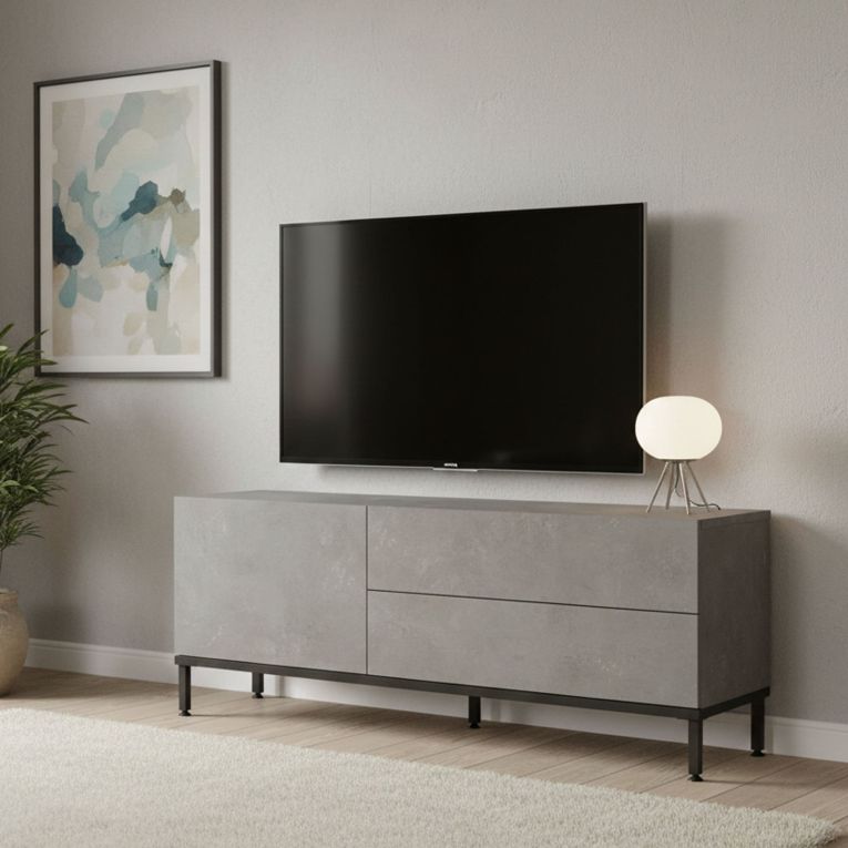 Mobile TV argento e nero 120x35x46h cm 3 ante - Zephir