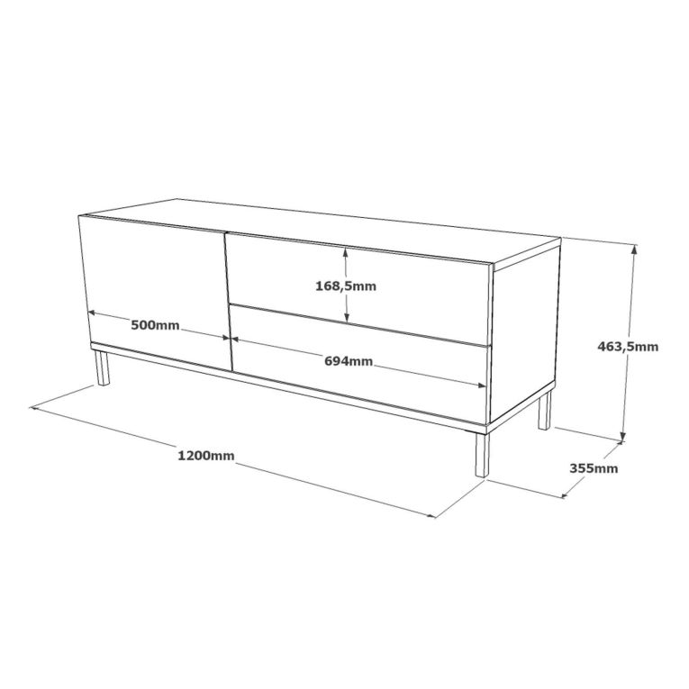 Mobile TV argento e nero 120x35x46h cm 3 ante - Zephir
