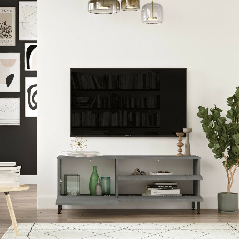 Mobile TV argento e nero 120x35x46h cm 3 ante - Zephir