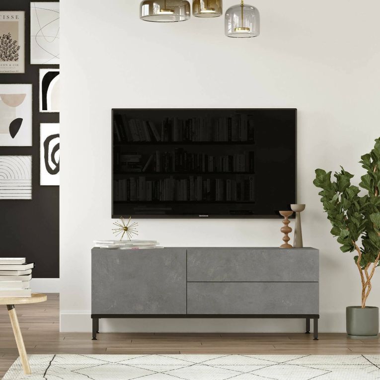 Mobile TV argento e nero 120x35x46h cm 3 ante - Zephir