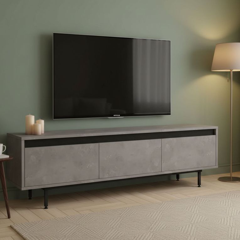 Mobile TV argento e nero 160x35x45h cm 3 ante - Titli