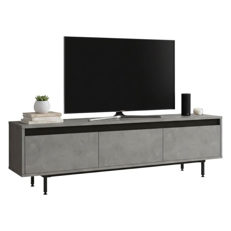Mobile TV argento e nero 160x35x45h cm 3 ante - Titli