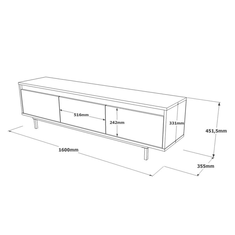 Mobile TV argento e nero 160x35x45h cm 3 ante - Titli