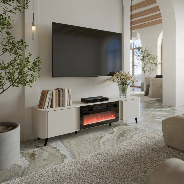 Mobile TV beige 190x40x58h cm 2 ante - Vicino