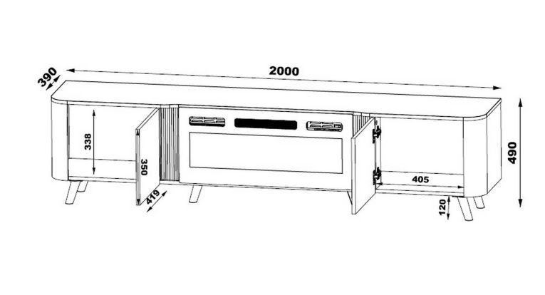 Mobile TV beige 190x40x58h cm 2 ante - Vicino